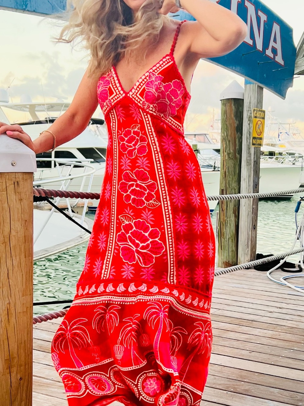 FARM Rio Pink and Red Floral Print Maxi Dress - Picture 3 of 6
